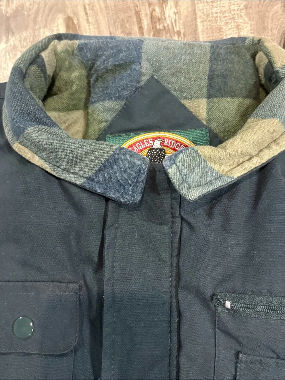 Vtg Eagle Ridge Outfitters Green Mens XL Flannel Plaid Lined Insulated Vest